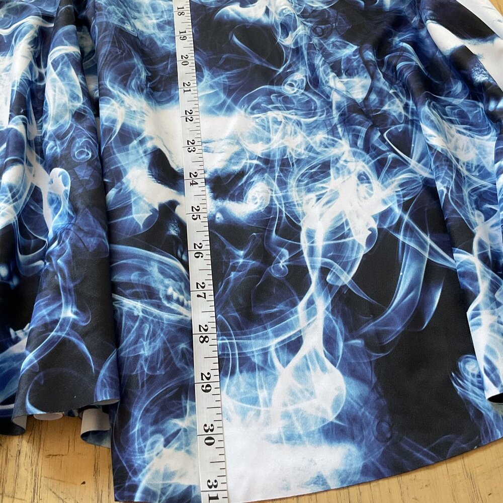 LIMITED M Black Milk Dark Places Blue Smoke Faces Reversible Scoop Skater Dress - Picture 10 of 12